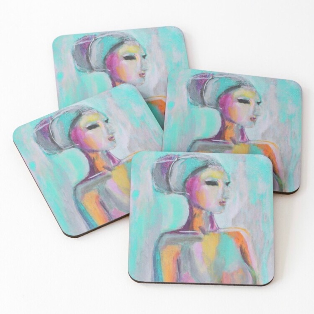 Fine Art Coasters of Original Blue Portrait